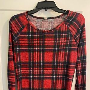 Pinkblush Red Plaid Crew Neck Sweater